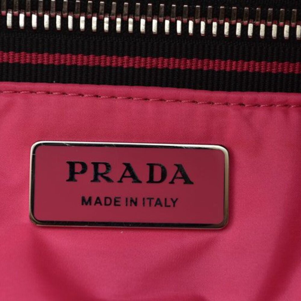 Prada Tote Logo Leather Black Pink - Picture 13 of 13